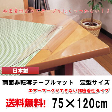 テーブルマット 両面非転写テーブルマット (非密着性タイプ)定型サイズ(75×120cm) 2mm厚 テーブル テーブルマット ビニールマット テーブルクロス 【既製 角落とし すべり止めシール付き】