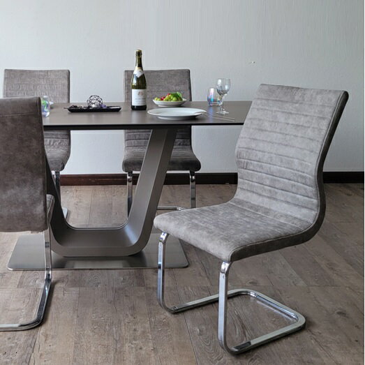 ダイニングチェア 2脚セット グレー ダイニングチェアー 食卓椅子 合成皮革 カンティレバーチェア モダン おしゃれ