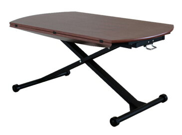 昇降テーブル 昇降式テーブル 丸テーブル 幅120cm 折りたたみ 円形 幅120cm ローテーブル リフティングテーブル ブラウン おしゃれ 人気
