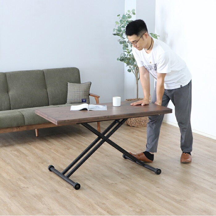 昇降テーブル 幅120cm ダイニングテーブル 木製 昇降式 昇降 リビングテーブル デスク ヴィンテージ おしゃれ 人気 [2]