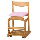 学習椅子 子供キッズチェア ハイチェア 木製 アルダーキャスター ハイチェア― 足置き 高さ調節 学習チェア ダックNO,5　PVC おしゃれ 完成品 北欧 子供 椅子 ナチュラル シンプル ピンク