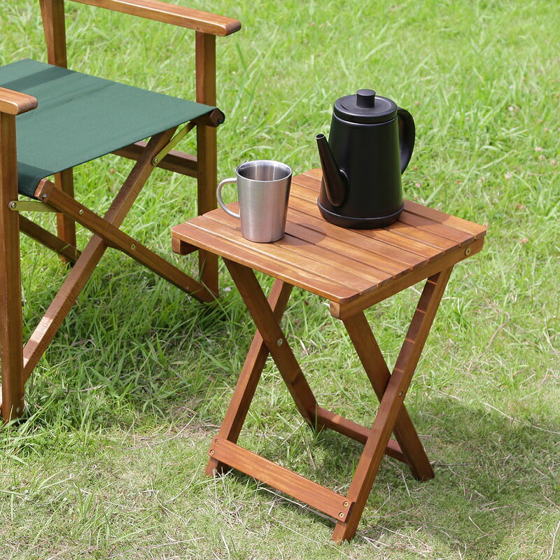 ガーデンテーブル サイドテーブル 折りたたみ アウトドア 木製 BBQ