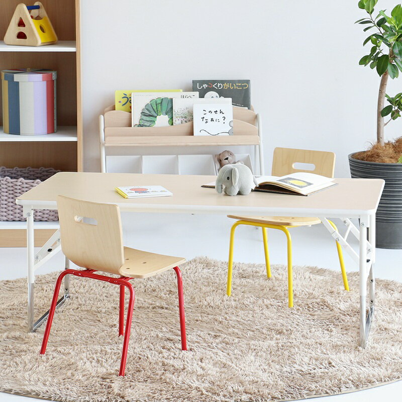 Rakuten - キッズテーブル 幅120cm テーブル デスク 折りたたみテーブル 作業台 幼稚園 保育園 スクール 塾 学校 高さ調節 ワークテーブル イベント 完成品