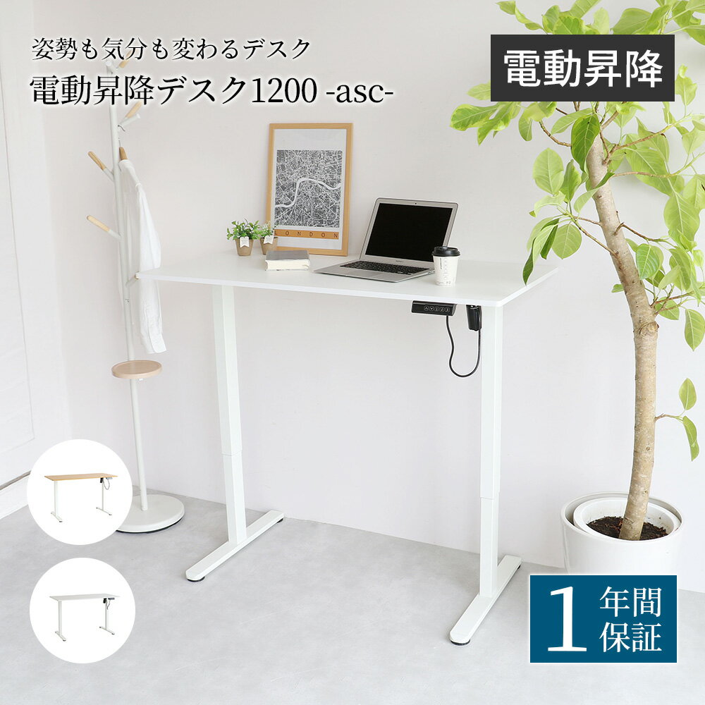 乐天商城 - 電動昇降デスク 昇降デスク 電動 スタンディングデスク 幅120cm メモリー機能 障害物検知 高さ調節 昇降式デスク オフィスデスク パソコンデスク 在宅ワーク 木目 白