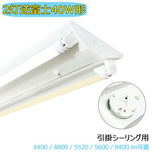 引掛シーリング式 LED蛍光灯器具 逆富士 2灯 40W形 シーリングライト 輝度可選 LEDベースライト 施設照明 天井照明 家庭 工場 倉庫 店舗 美容院 病院 高輝度 高演色性 省エネ 昼光色 昼白色 電球色 調光器対応非対応可選 3段階調色