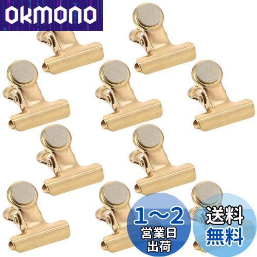 マグネットクリップ　冷蔵庫磁石クリップ　10個セット　強力　ステンレス　KESYOO 　オフィス　家　学校　事務用品　ホワイトボード　付箋　伝言メモ　写真　ファイル紙固定　ゴールデン