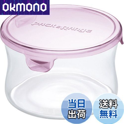 【送料無料】iwaki(イワキ) 耐熱ガラス 保存容器 ピンク 丸型 S 490ml パック&レンジ KT7401H-P
