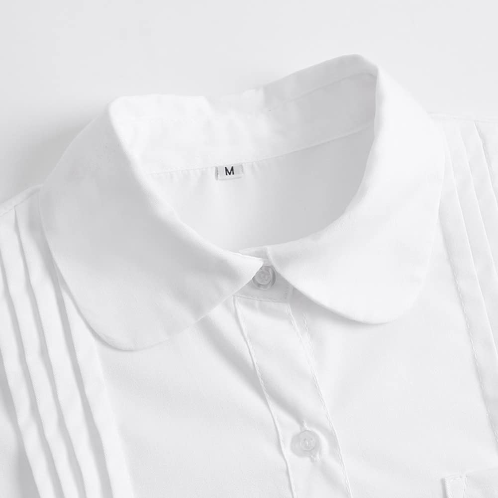 [Euyqs] ワイシャツ レディース 事務服 半袖 学生服シャツ ビジネス ユニフォーム レギュラー ワイシャツ (#3 ホワイト, S)