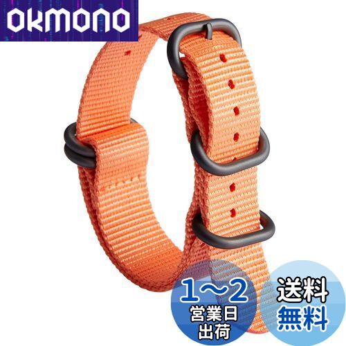 楽天OKmono[BINLUN] 腕時計バンド 厚手G10上質時計交換用ナイロンベルト マルチカラーウオッチストラップ 男性用女性用18mm 19mm 20mm 21mm 22mm 23mm 24mm ステンレスバックル付き（オレンジ-ブラック 21mm）