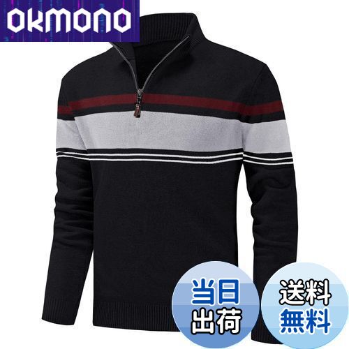 【送料無料】[KEFITEVD] ニットセーター ゆったり メンズ ゴルフ セーター 大きいサイズ カジュアルウェア vネック インナー 長袖 テニス 春服 ブラック+ライトグレー XL