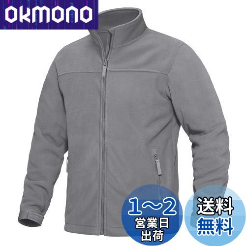 [KEFITEVD] ジャケット メンズ アウトドアウェア フリース アウター アーミー ジャンパー あったか 冬物 起毛ジャケット スポーツ ライトグレー M