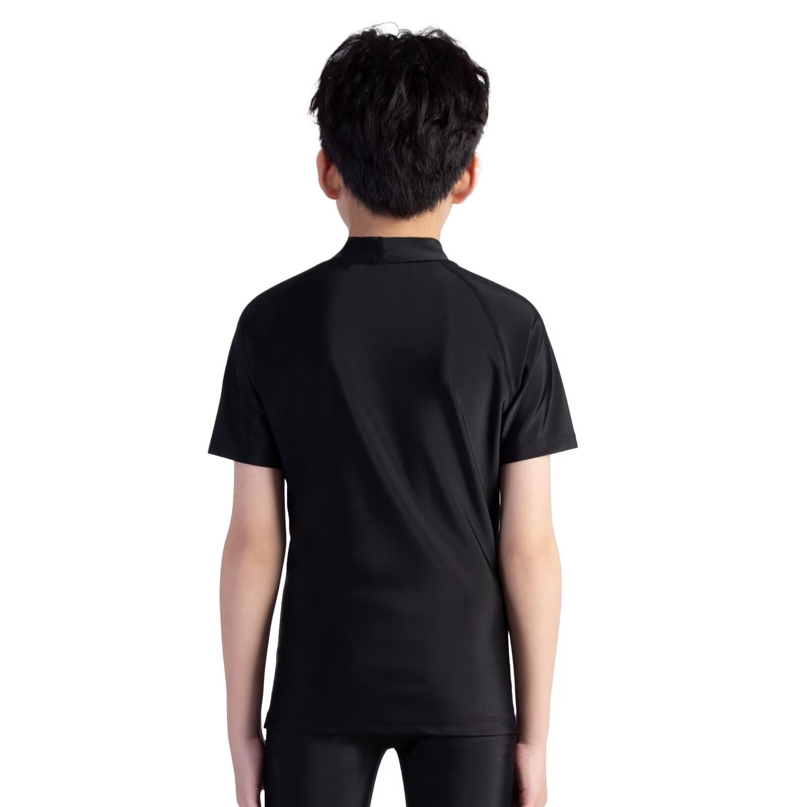 [Sillictor] ラッシュガード キッズ スクール 水着 半袖 ラッシュ tシャツ 子供 学校 水陸両用 スイムウェア スポーツ 小学生 中学生 スイム 男女兼用 [UVカット・冷感速乾] yc112blk-blk-120