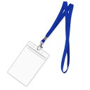Fushing 縦型クリア名札ホルダー+ネックストラップ セット 吊り下げ式イベント/自己紹介13.5*8.5cm(L*W) (50個セット(青色))