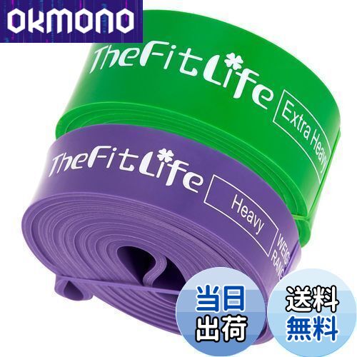 【送料無料】TheFitLife トレーニングチューブ 筋トレチューブ 懸垂チューブ (紫/緑)