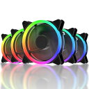 upHere 120mm RGB PCケースファン 中心部分が黒でLEDリングで周りが光る 静音タイプ 25mm厚 6PIN SATA電源 コントローラーとリモ...