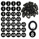 RILIHII【50個/セット】番号札 ドア番号タグ クローク ロッカー 番号札 黒い 番号ナンバー1から50まで 直径35mm キーラベルタグ キーホルダ ラウンド 防水 耐高温 耐久性 色褪せない 軽量 多用途(リストコイルキーチェーン黒色50本とキーリング50枚付き)