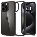 【18年社歴の技術力】Spigen iPhone 15 Pro ケース クリア 耐衝撃 黄変なし 米軍MIL規格取得 ストラップホール 透明 TPU バンパーケース 2重構造 レンズ保護 擦り傷防止 ワイヤレス充電対応 ウルトラ・ハイブリッド ACS06713 (マット・ブラック)