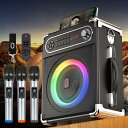 JYX スピーカーセット 拡声器 ワイヤレスマイク3本 Bluetooth 5.0対応 高低音強化機能搭載 充電式 ポータブル ホームパーティー、カラオケ、街頭...