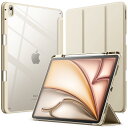 JEDirect iPad Air 13インチ M2(2024)用ケース Pencilホルダー付き 透明バックカバー スリムスタンド 衝撃吸収 タブレットカバー オートウェイク/スリープ機能 (スターライト)(2)