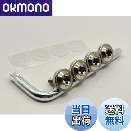 Kuroobaa 車用 ナンバープレートボルト チタン製 ナンバーフレーム 車用ナンバープレートカバー・ホルダー チタン合金製 防犯 盗難防止ネジ M6 4本セット (シルバー)