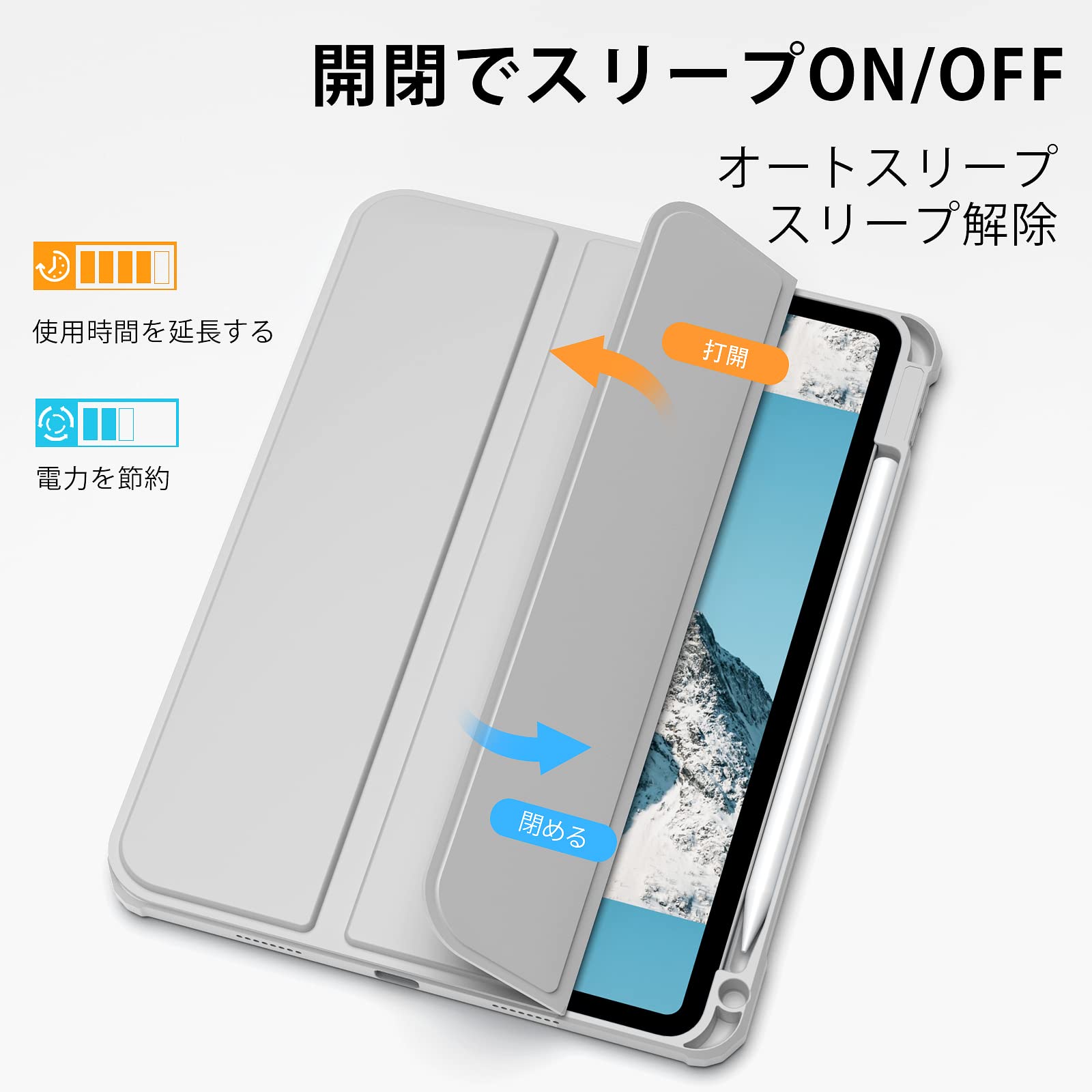 KenKe iPad Pro 11 ケース 2022/ 2021/ 2020 透明バックカバー 軽量 薄型 傷つけ防止 PU合成レザー Apple Pencil 収納可能 Apple Pencil 2 ワイヤレス充電対応 三つ折スタンド スリープ機能 iPad Pro 11インチ ケース 第4/3/2世代対応 (グレー)