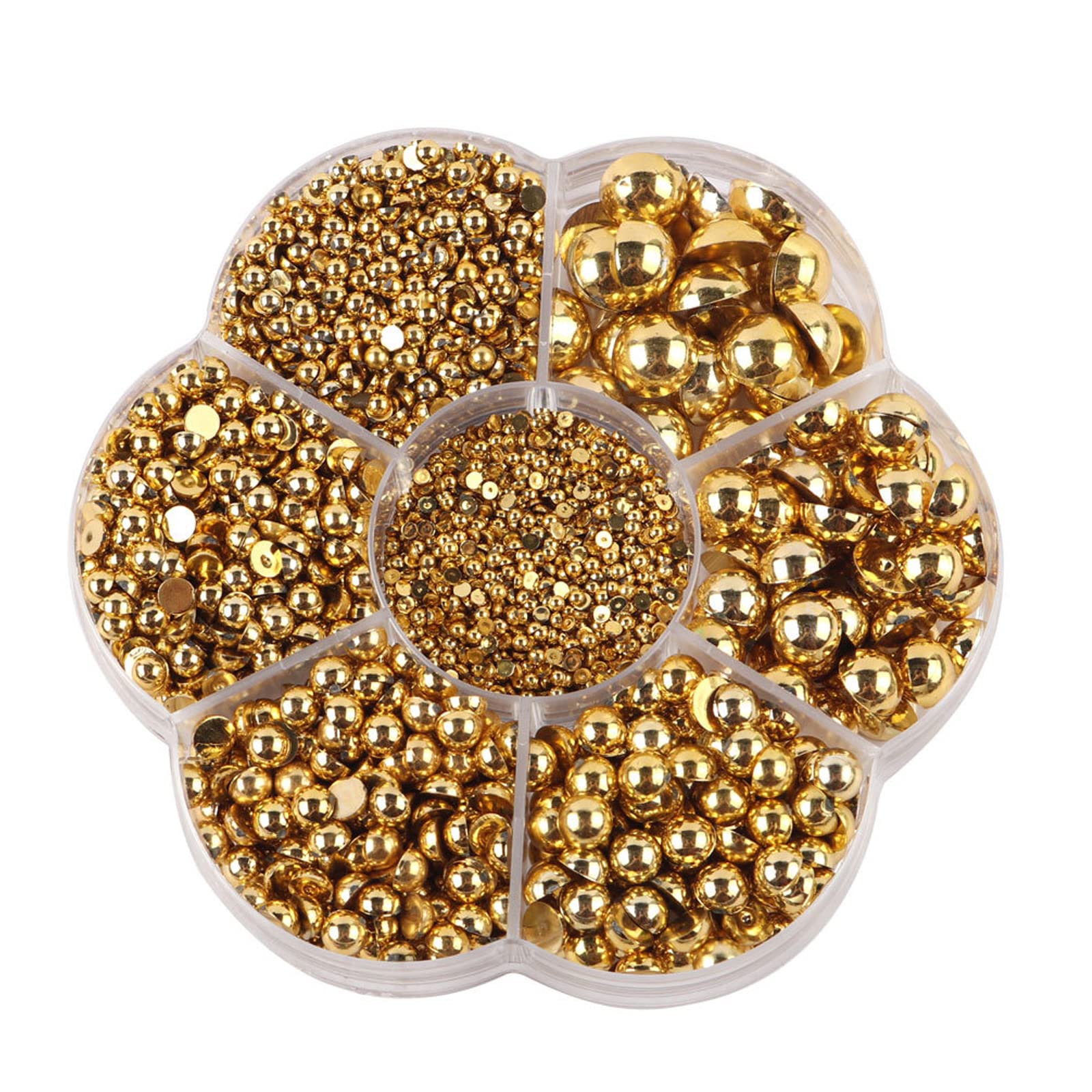 Hitasi 半円パール 3100粒 半球パール ABS パールストーン パールスカボション 2/3/4/5/6/8/10Mm 光沢 半球型 ネイルアート 衣類 携帯電話 手作りアクセサリーパーツ DIY ハンドメイド素材 手作り用品 収納ケース付き ゴールド