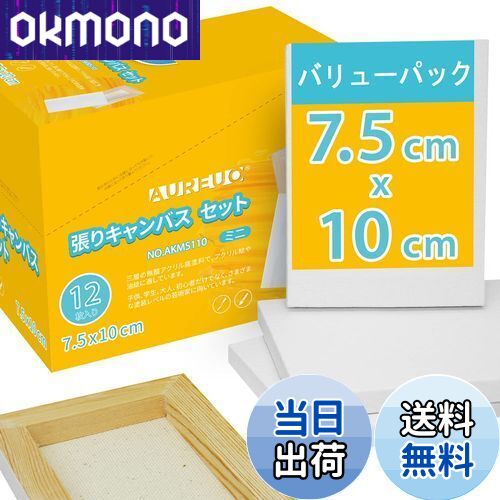 【送料無料】AUREUO 芸術絵創作 現代油絵 美術装飾 ミニ 張りキャンバス セット イーゼル無し 7.5cm×10cm 12枚 中目 100%コットン 水彩...