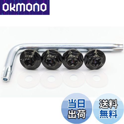 Kuroobaa チタン製 車用 ナンバープレートボルト ナンバーフレーム チタン合金製 防犯 盗難防止ネジ M6 4本セット (ブラック)