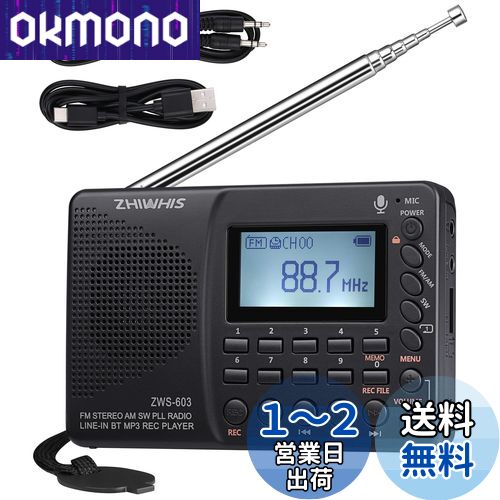 ZHIWHIS 饸 쥳 Bluetooth MP3ץ졼䡼 FM/AM/SW/磻FMб ݡ֥¿ǽ USB-C...