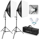 FOSITAN 【省エネ版】 ソフトボックス 50×70cm 写真撮影照明キット 【純白CFL電球×2】 撮影用照明 撮影用ライト 2m三脚付きの写真撮影セット...