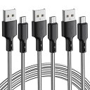 Micro USB ケーブル 【3本セット 3m】 2.4a 急速充電 高速データ転送 断線防止 Xperia GalaxyS7 PS4 Xboxコントローラー...