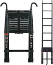 【送料無料】DayPlus 伸縮はしご 最長3.8 m (12.5 ft) 折り畳み伸縮梯子 フック付き 多機能アルミはしご 持ち運びに便利 軽量 耐荷重150...