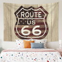 Qinunipoto タペストリー ルート66 route66 木の板の柄 レトロ アメリカン 米国 100x70cm アート デコレーション 多機能 おしゃれ...