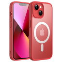 JETech iPhone 13 6.1インチ用 マグネット ケース MagSafeに対応 半透明のマット背面 薄型 耐衝撃 カバー (レッド)