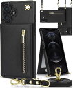 【送料無料】YIHARA iphone 16 ケース手帳型 iphone 16 スマホ ケース 財布型 iPhone 16 適用 携帯ケース 肩掛け 首かけ 斜めがけ ショルダー アイフォン16ケース手帳型 背面 カード収納 ストラップ付き 上下開 長さ調整可能 ブラック