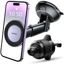 UGREEN 車載ホルダー 2in1 magsafe対応 スマホホルダー マグネット ゲル吸盤 エアコン吹き出し口 マグセーフ 携帯ホルダー 車 ダッシュボード フロントガラス 伸縮アーム メタルリング付き 360°回転可能 片手操作 iPhone 15/14/13/12など対応 安定性