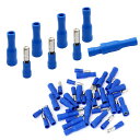 【送料無料】BESTU ギボシ端子 1.5-2.5mm? 15A オス メス 各100個セット スリーブ付き 差込形ピン端子パック 圧着端子 電線接続用 絶縁圧着端子セット PVC完全絶縁 MPD 2-156 FRD2-156 A.G.W16-14 青