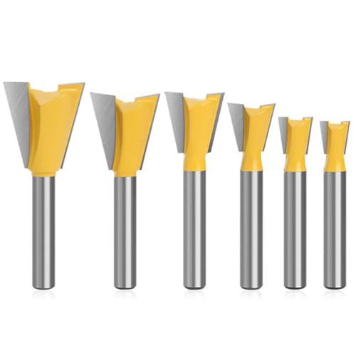 【送料無料】Bestgle アリ錐ルータービット6本超硬トリマ・ルータービットアリ錐ビット6.35mm木工トリ..
