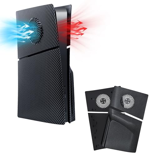 【送料無料】Mcbazel 新型 PS5 Slim交換用フェイスプレート 冷却口付き 放熱対策 傷防止 保護ケースカバーPS5 Slimディスク版のみ対応 PS5 Pro非対応-カーボンブラック
