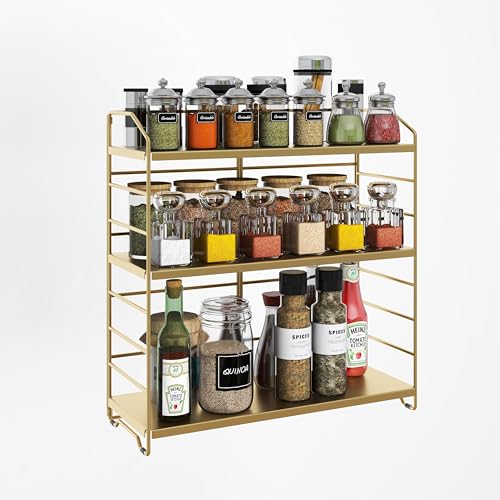 【送料無料】BOIVSHI 調味料ラック 3段式 調味料収納 スパイスラック 置き型 三段調整可能 キッチン収..