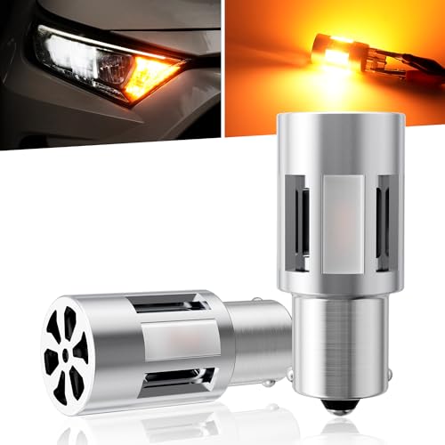 【送料無料】Mixsuper LED ウィンカー 最新型 業界初モデル 短かい型 冷却ファン付き アンバー バルブ 純正交換 ハイフラ防止 1500LM（750LMx2） 1800K 一体式 高級 キャンセラー内蔵 CSP1860 ヘッドライト級 10V-16V AC オレンジ無極性 ウィンカーバルブ ハイブリッド車