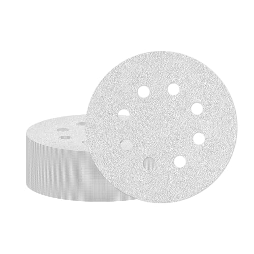 【送料無料】Atutomo サンダーペーパー 125mm 丸型 8穴 ホワイトサンド ディスクペーパー マジック式 サンドペーパー サンディングディスク 電動サンダー用サンドペーパー 金属磨き 木工DIY作業に 車の研磨 詰まり防止紙やすり