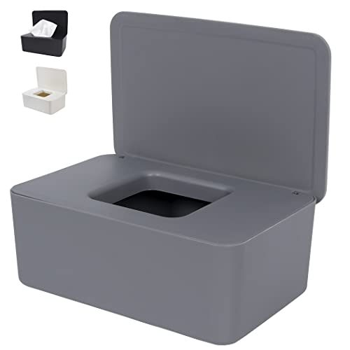 【送料無料】AmzBarley ウェットティッシュ ケース 黒 おしゃれ オフィス収納【防塵蓋付き L18.5*W12.2..