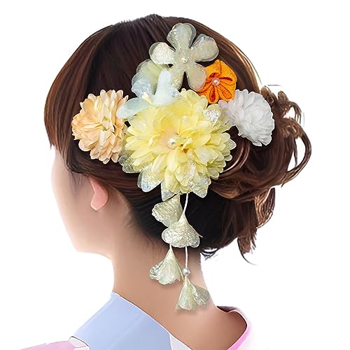 【送料無料】HUAZONTOM 成人式 髪飾り 花 4点 着物 髪飾り 卒業式 袴 七五三 結婚式 夏祭り 花火大会 ドライフラワー 髪留め 和風 小物 手作り
