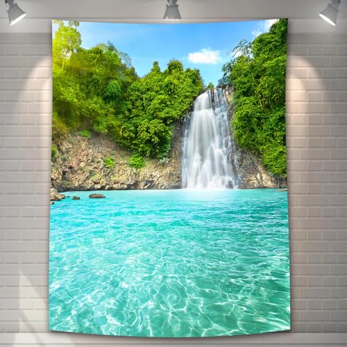【送料無料】U-SITU タペストリー 壁掛け 壁飾り 白滝 池 森 自然景色 オシャレ 背景 多機能 布ポスター インテリア 雰囲気転換（サイズ：長さ100cm x 幅75 cm）カラー：GT0215SA