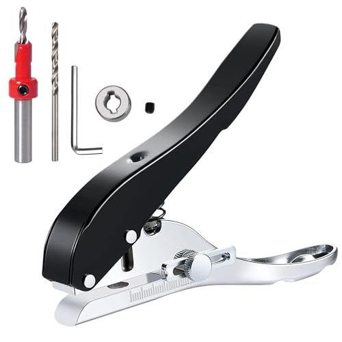 楽天OKmono【送料無料】KIMLONTON 穴あけパンチ 穴位置調整可能 手持ち1つ穴単穴8mm丸型 シングルパンチ 皿穴ドリルビット 調整可能下穴・皿取錐 皿取部分の幅は8 mm 2.8 mmの中心麻花ドリルビット付き ドリルストッパー付き レンチ付き