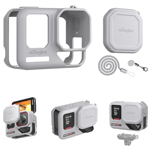 【送料無料】Insta360 Ace Pro2用 ケース+シリコン製レンズカバー+ストラップ Ace Pro2保護ケース インスタAce Pro2アクセサリー バッテリー交換可能 熱伝導性 磁気マウントと併用可能 Ace Pro2 保護カバー レンズキャップ 衝突防止 持ち運びが簡単