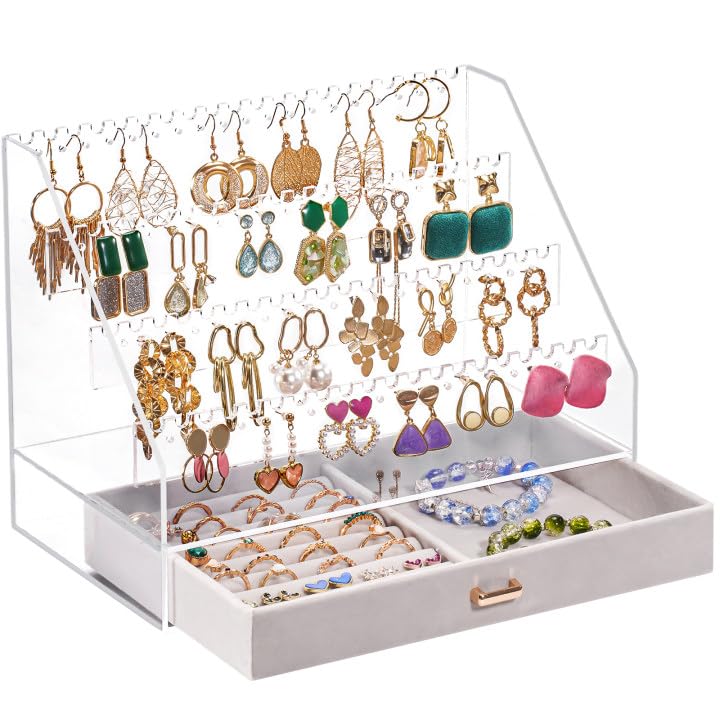 【送料無料】Lolalet ジュエリーケース イヤリング収納 透明アクリル ピアス収納ラック ジュエリーディ..
