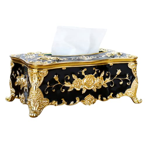 【送料無料】Charmoon ティッシュケース 花 薔薇 ローズ 姫系 北欧 ゴージャス エレガント おしゃれ ゴールド シルバー 豪華 高級 アンティーク 卓上