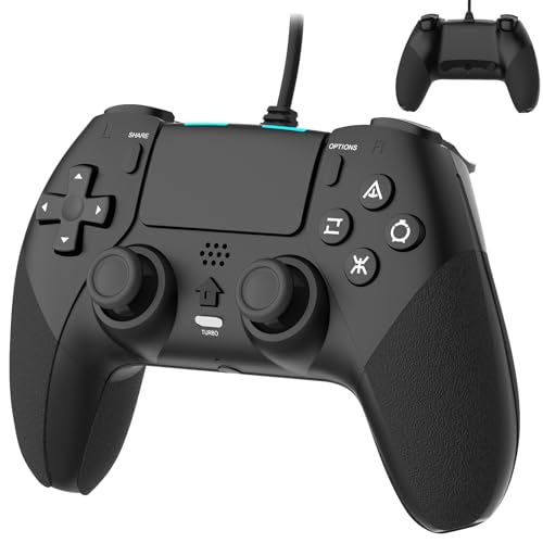 【送料無料】Elnicec P4 コントローラー 有線 背面ボタン付き [2024年最新バージョン]p4 ゲームパッド TURBO連射機能 ジャイロセンサー機能 HD振動 人間工学 USB接続 システム対応 高耐久ボタン 全バージョン PC/P3/P4対応 日本語取扱説明書(ブラック&ホワイト)